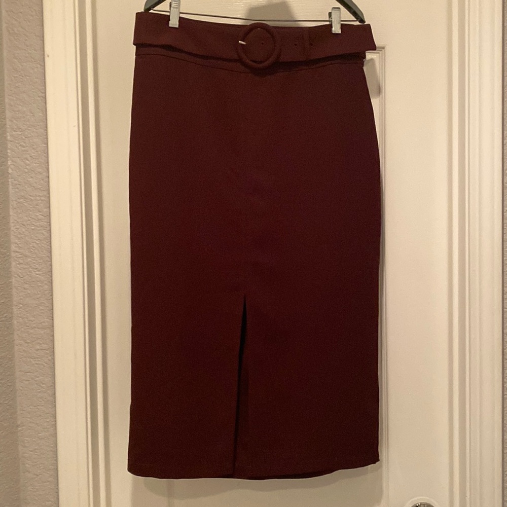 Express super high waisted burgundy pencil skirt. Size 14